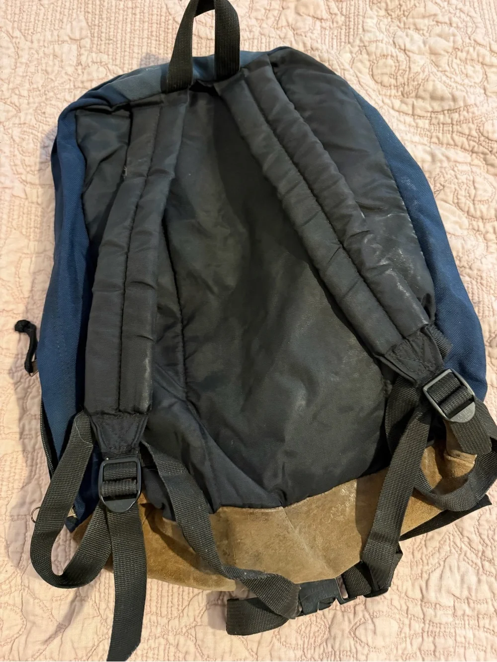 JanSport Dark Blue Backpack with Brown Suede Base